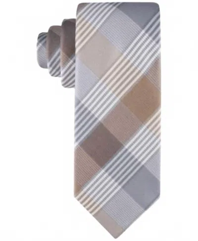 Calvin Klein Men's Bold Block Check Tie In Taupe In Multi
