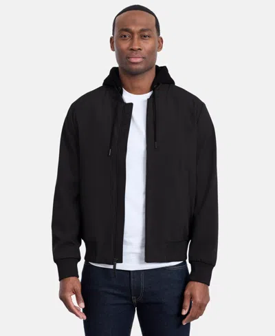 Calvin Klein Men's Bomber Knit Hood Jacket In Black