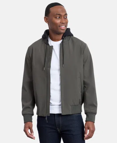Calvin Klein Men's Bomber Knit Hood Jacket In Green