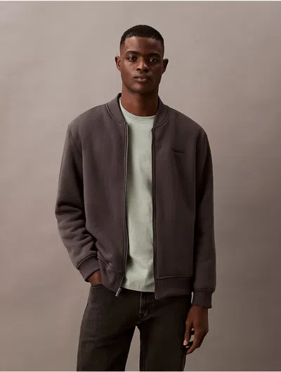 Calvin Klein Men's Bonded Sherpa Bomber Jacket In Gray