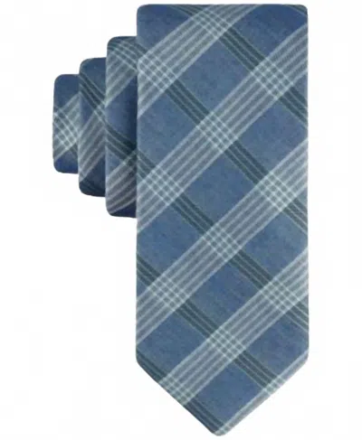 Calvin Klein Men's Brady Plaid Tie In Navy/aqua In Blue
