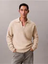Calvin Klein Sweater With Johnny Collar In Alpaca Blend In Neutral