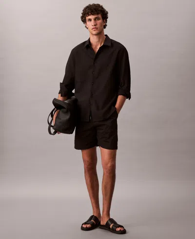 Calvin Klein Men's Brushed Cotton 7" Shorts In Black