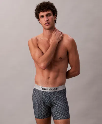 Calvin Klein Men's Brushed Microfiber Stretch Boxer Brief In Blue
