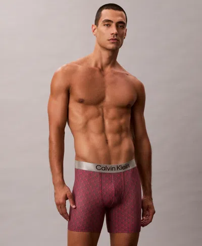 Calvin Klein Men's Brushed Microfiber Stretch Boxer Brief In Echo Logo Blue River Fog