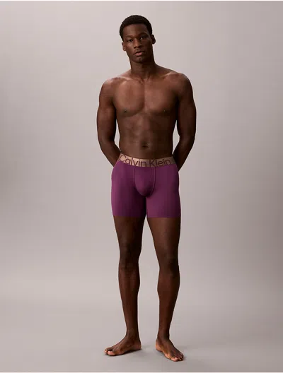 Calvin Klein Men's Brushed Microfiber Stretch Bronze Boxer Brief In Dark Purple