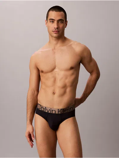 Calvin Klein Men's Brushed Microfiber Stretch Bronze Hip Brief In Black