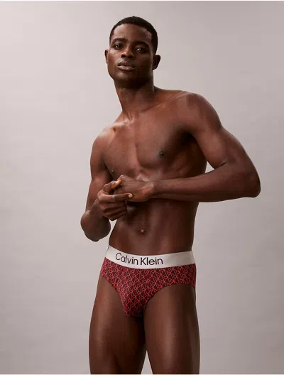 Calvin Klein Men's Brushed Microfiber Stretch Hip Brief In Red