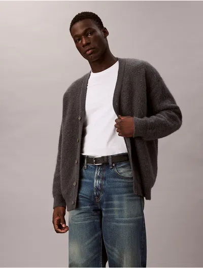 Calvin Klein Men's Brushed Wool Blend Cardigan In Brown