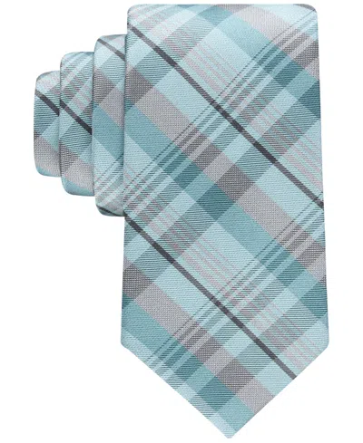 Calvin Klein Men's Bunker Plaid Tie In Aqua