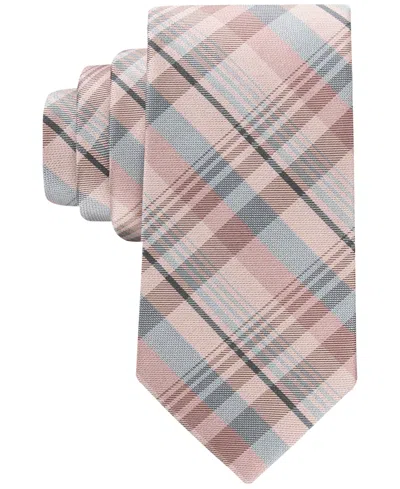 Calvin Klein Men's Bunker Plaid Tie In Peach