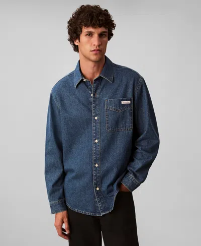 Calvin Klein Men's Button-front Denim Overshirt In Blue