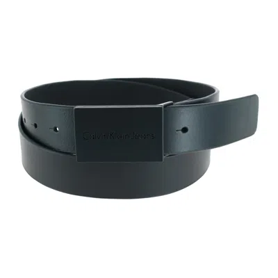 Calvin Klein Men's Casual Leather Plaque Buckle Belt In Black