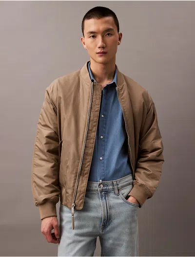 Calvin Klein Men's Chambray Button Down Short Sleeve Shirt In Dusty Blue