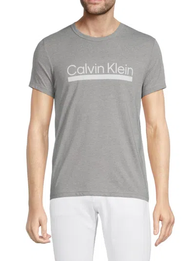 Calvin Klein Men's Logo Heathered Tee In Wolf Grey