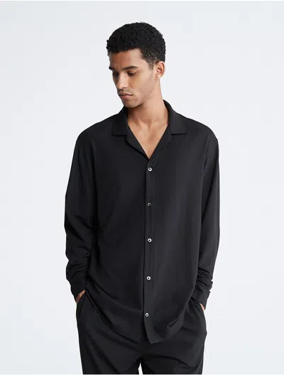 Calvin Klein Men's Ck Black Lounge Sleep Button-down Shirt