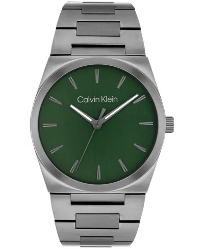 Calvin Klein Men's Ck Empower Gray Ip Stainless Steel Bracelet Watch, 40mm In Green