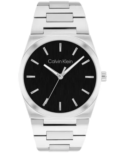 Calvin Klein Men's Ck Empower Silver Tone Stainless Steel Bracelet Watch, 40mm In Black