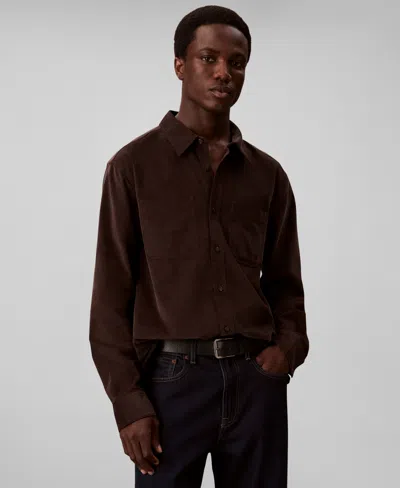 Calvin Klein Men's Classic-fit Button-down Shirt In Brown