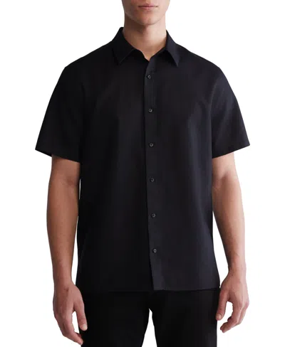 Calvin Klein Men's Classic-fit Textured Button-down Shirt In Black Beauty