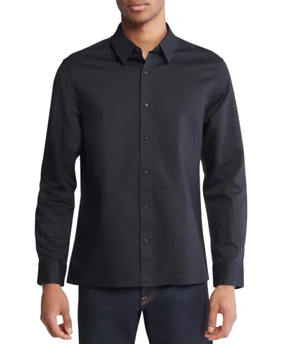 Calvin Klein Men's Classic-fit Textured Button-down Shirt In Black Beauty