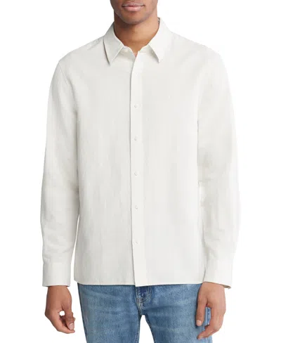 Calvin Klein Men's Classic-fit Textured Button-down Shirt In White Onyx