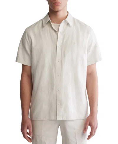 Calvin Klein Men's Classic-fit Textured Button-down Shirt In White Onyx