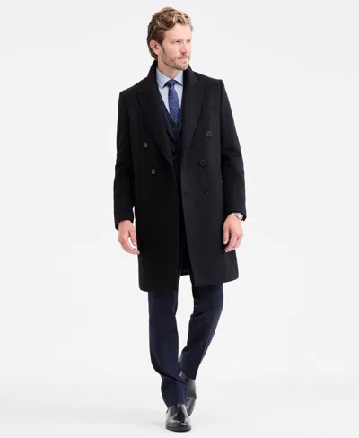Calvin Klein Men's Classic-fit Wool Blend Overcoat In Black