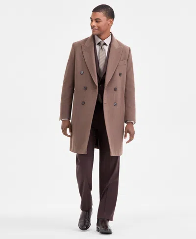 Calvin Klein Men's Classic-fit Wool Blend Overcoat In Brown