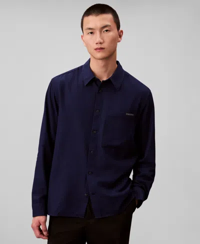 Calvin Klein Men's Classic-fit Yarn-dyed Houndstooth Shirt In Blue