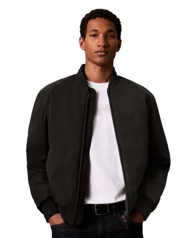 Calvin Klein Men's Classic-fit Twill Bomber Jacket In Black