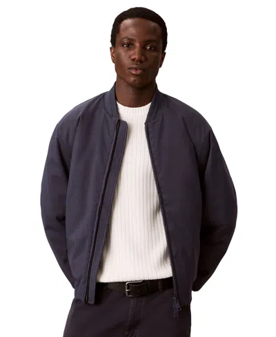 Calvin Klein Men's Classic-fit Twill Bomber Jacket In Purple