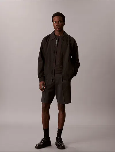 Calvin Klein Men's Collared Relaxed Windbreaker Jacket In Black