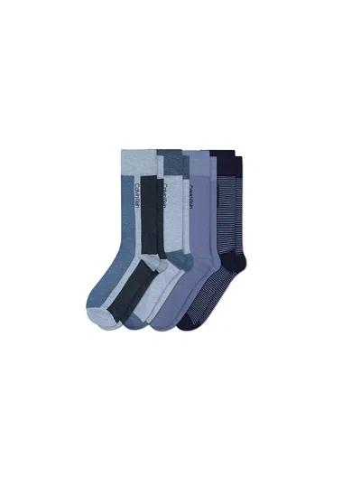 Calvin Klein Men's Colorblock Crew 4-pack Dress Socks In Blue