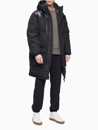 Calvin Klein Men's Colorblock High Shine Down Puffer Coat In Black