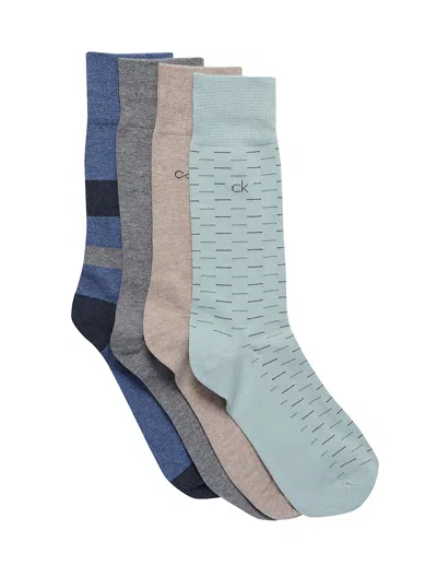 Calvin Klein Men's Combed Cotton 4-pack Dress Socks In Multi