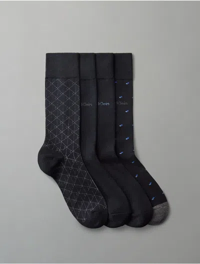 Calvin Klein Men's Combed Cotton Blend 4-pack Dress Crew Socks In Black Assorted