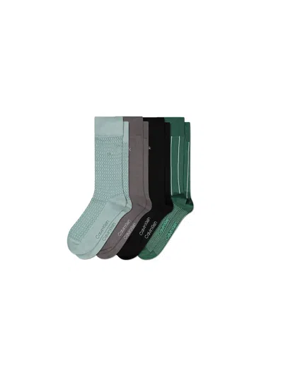 Calvin Klein Men's Combed Cotton Crew 4-pack Dress Socks In Green