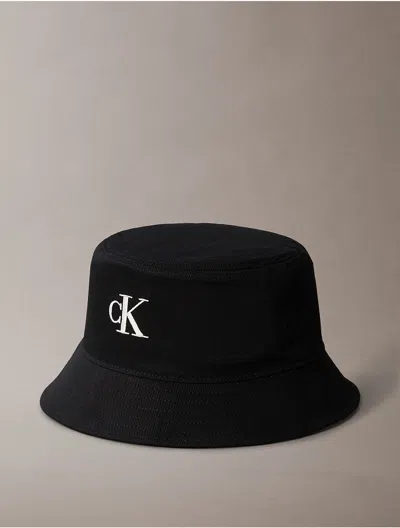 Calvin Klein Men's Compact Monogram Logo Bucket Hat In Black Beauty