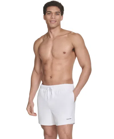 Calvin Klein Men's Core Euro Regular-fit Quick-dry 5" Swim Trunks With Compression Short Liner In White