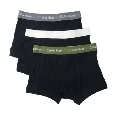 Calvin Klein Men's Core Plus 3-pack Trunk Boxer Briefs In Black-green