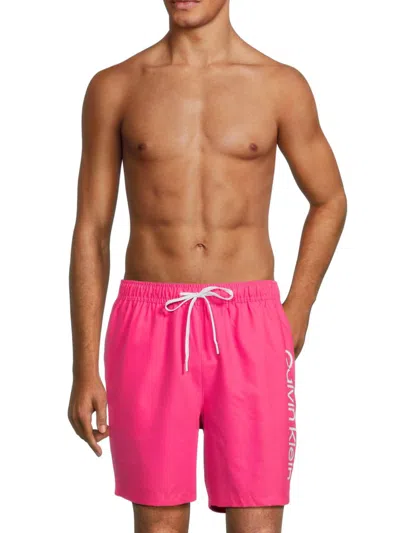 Calvin Klein Men's Core Volley Logo Swim Shorts In Pink