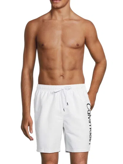 Calvin Klein Men's Core Volley Logo Swim Shorts In White