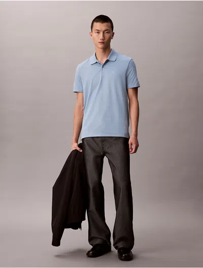 Calvin Klein Men's Cotton Blend Classic Polo Shirt In Blue