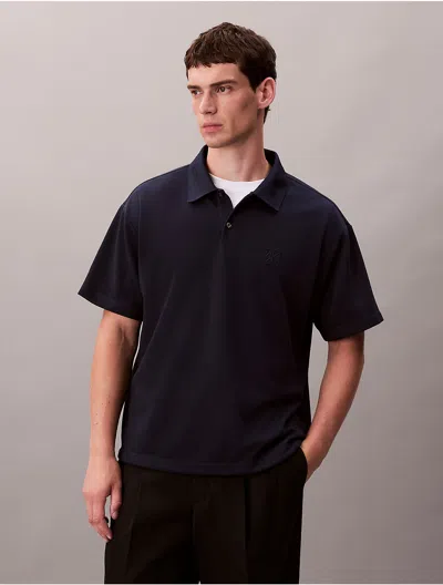 Calvin Klein Men's Cotton Blend Pique Classic Polo Shirt In Blue