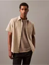 Calvin Klein Men's Cotton Blend Short Sleeve Classic Button-down Shirt In Crockery