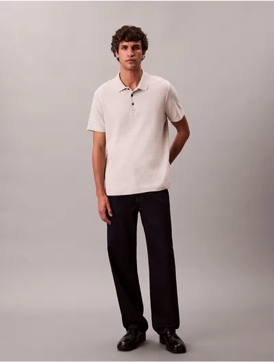 Calvin Klein Men's Cotton Blend Stripe Classic Polo Shirt In Gray