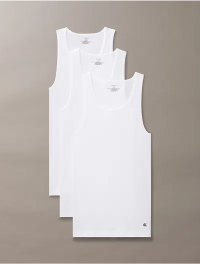 Calvin Klein Men's 3-pack Cotton Classics Tank Tops In White