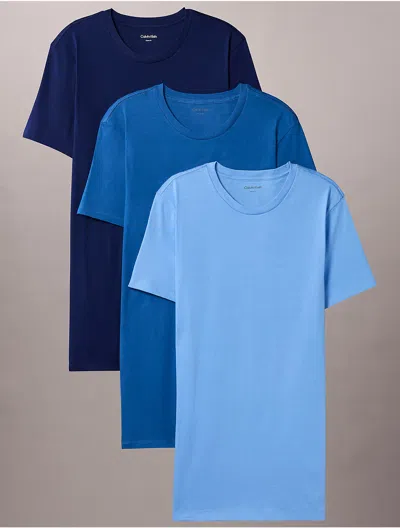 Calvin Klein Men's Cotton Classics 3-pack Classic Fit Crewneck T-shirt In Blue