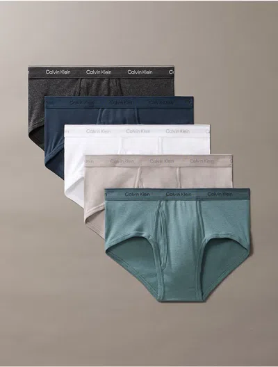 Calvin Klein Men's Cotton Classics 5-pack Brief In Ink / Blue Performance / Ash / White / Charcoal Heather